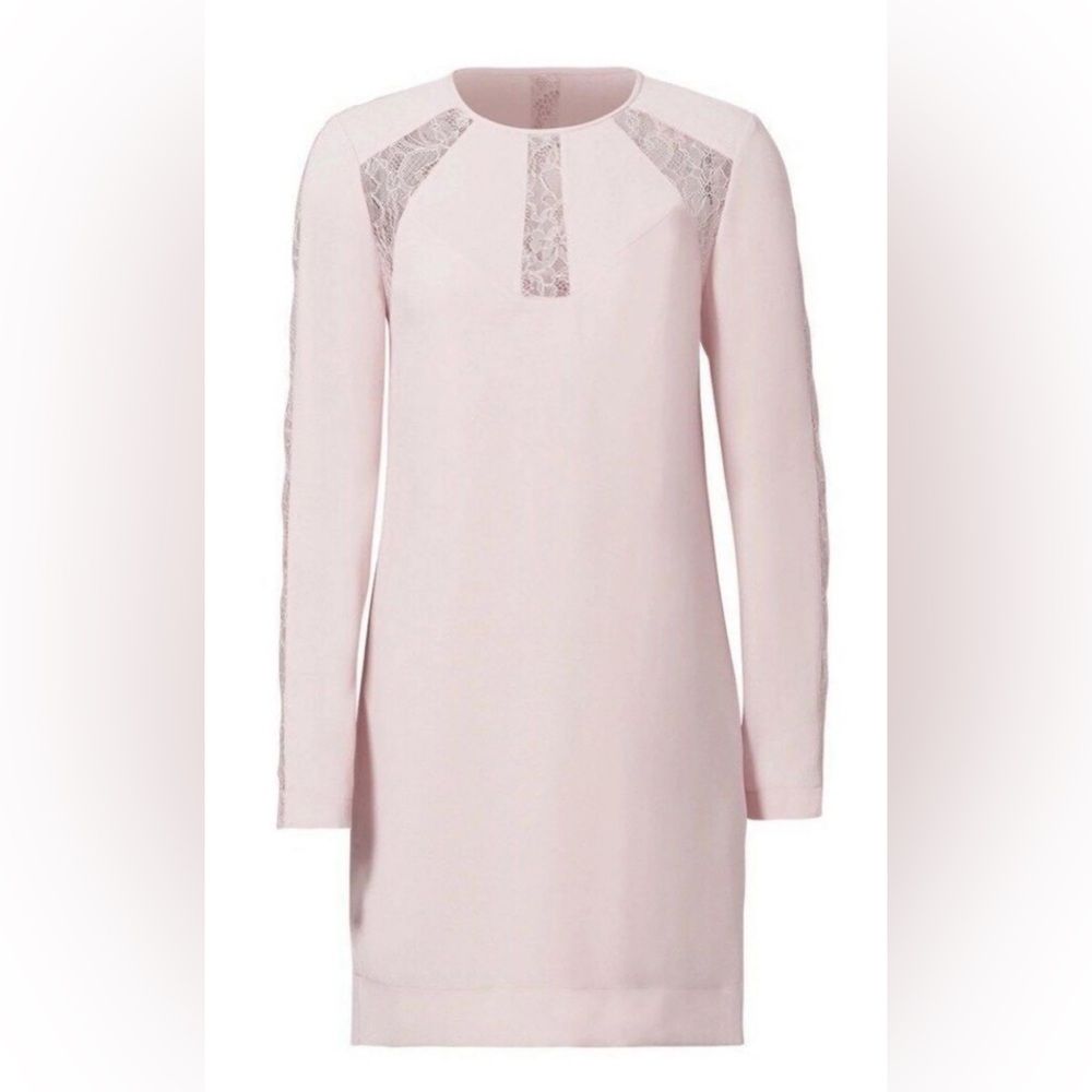 BCBGMaxAzria Payten Long-Sleeve Lace-Insert Shift Dress • Size S • New no Tags
